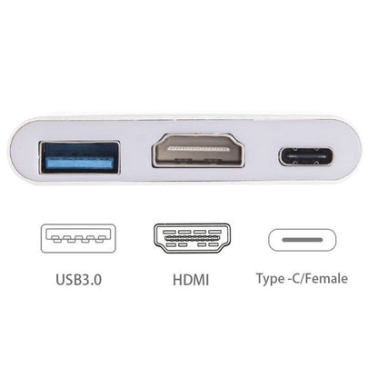 USB-C / Type-C 3.1 Male to USB-C / Type-C 3.1 Female & HDMI Female & USB 3.0 Female Adapter(Silver) - Computer & Networking by buy2fix | Online Shopping UK | buy2fix