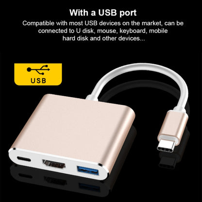 V125 UCB-C / Type-C Male to PD +  HDMI + USB 3.0 Female 3 in 1 Converter(Grey) - Computer & Networking by buy2fix | Online Shopping UK | buy2fix