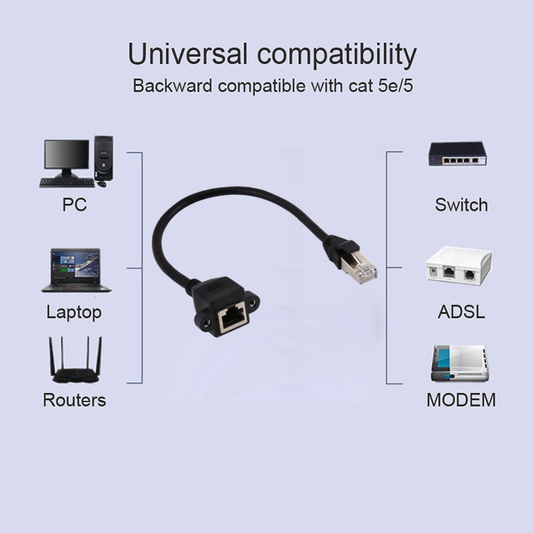 RJ45 Female to Male CAT6E Network Panel Mount Screw Lock Extension Cable, Length: 1m -  by buy2fix | Online Shopping UK | buy2fix