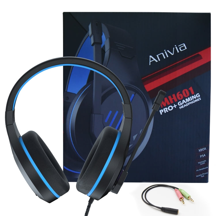 SADES MH601 3.5mm Plug Wire-controlled Noise Reduction E-sports Gaming Headset with Retractable Microphone, Cable Length: 2.2m(Black Blue) - Multimedia Headset by SADES | Online Shopping UK | buy2fix