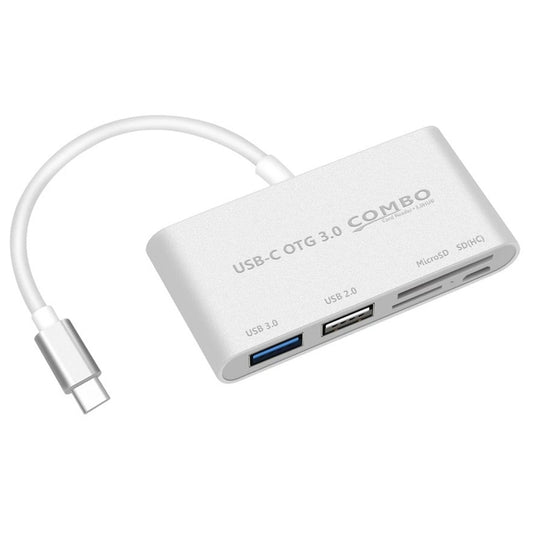 COMBO T-693 5 in 1 USB-C / Type-C to SD / TF / Micro SD Card Slot + USB 3.0 + USB 2.0Ports OTG HUB Card Reader(Silver) - Computer & Networking by buy2fix | Online Shopping UK | buy2fix