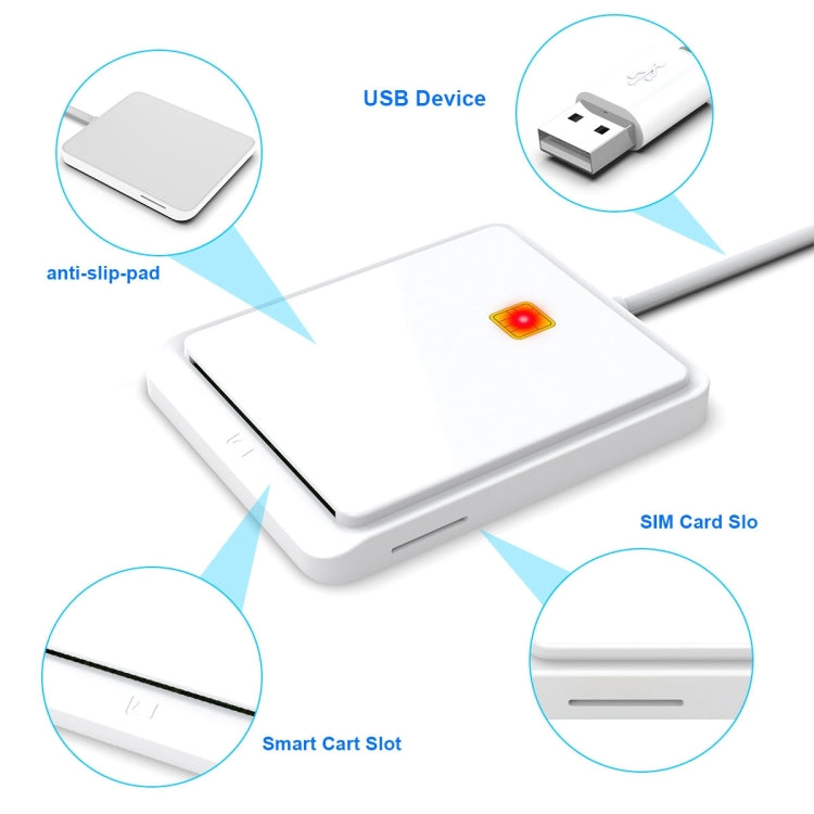 Rocketek CR317 USB 2.0 SIM  / ID / CAC Smart Card 2 in 1 Card Reader (White) -  by ROCKETEK | Online Shopping UK | buy2fix