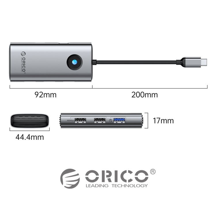 ORICO ORICO-PW11-6PCR R45 Type-C / USB-C 6-in-1 5Gbps Multifunction Docking Station (Silver) - USB HUB by ORICO | Online Shopping UK | buy2fix