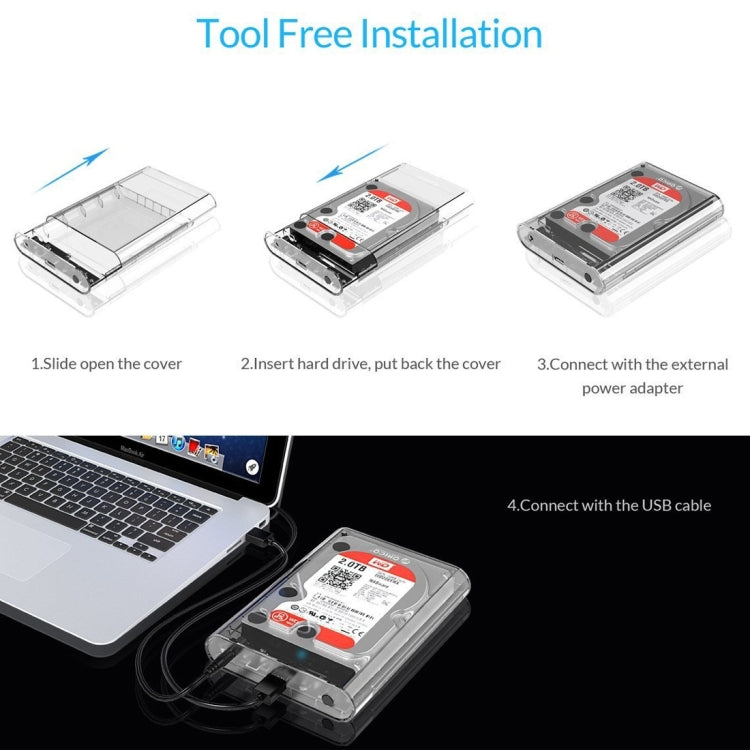 ORICO 3139U3 3.5 inch SATA HDD USB 3.0 Micro B External Hard Drive Enclosure Storage Case(Transparent) -  by ORICO | Online Shopping UK | buy2fix