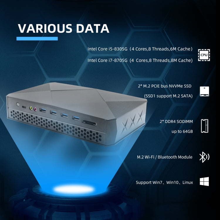 HYSTOU F9 Windows 10 / Linux System Gaming Mini PC, Intel Core i7-8705G 4 Core 8M Cache up to 4.20GHz, 16GB RAM+ 512GB SSD, UK Plug - Windows Mini PCs by HYSTOU | Online Shopping UK | buy2fix