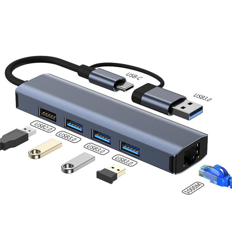 BYL-2208 5 in 2 USB + USB-C / Type-C to USB Multifunctional Docking Station HUB Adapter - Computer & Networking by buy2fix | Online Shopping UK | buy2fix