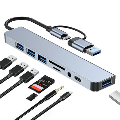 BYL-2218TU 8 in 1 USB + USB-C / Type-C to USB Multifunctional Docking Station HUB Adapter - Computer & Networking by buy2fix | Online Shopping UK | buy2fix