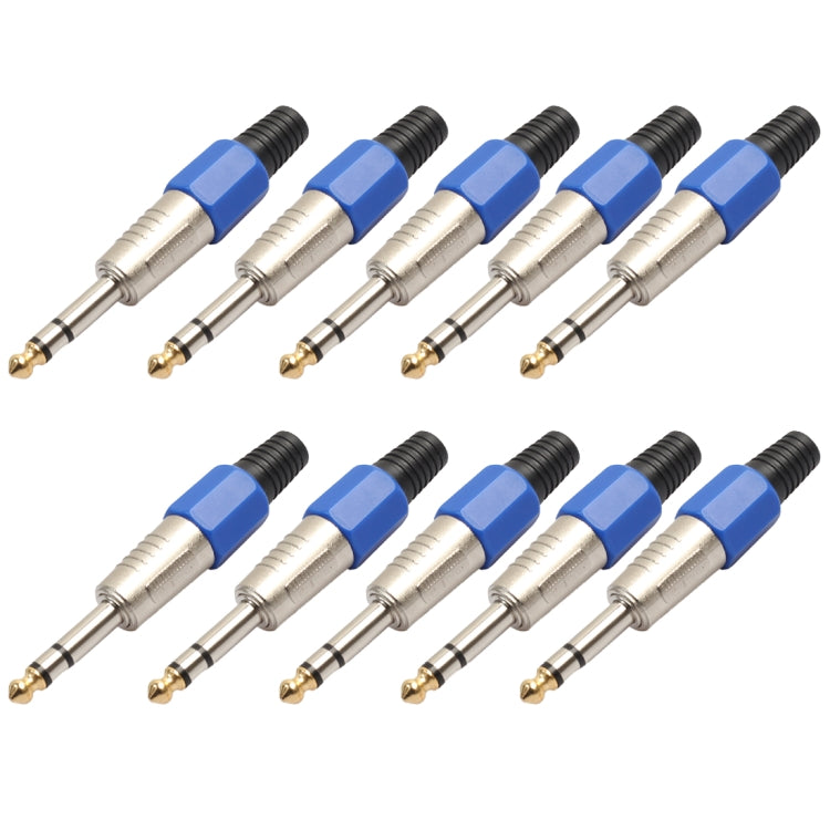 10 PCS 6.35mm Gold-plating Audio Plug Stereo Microphone Cord Plug - Consumer Electronics by buy2fix | Online Shopping UK | buy2fix