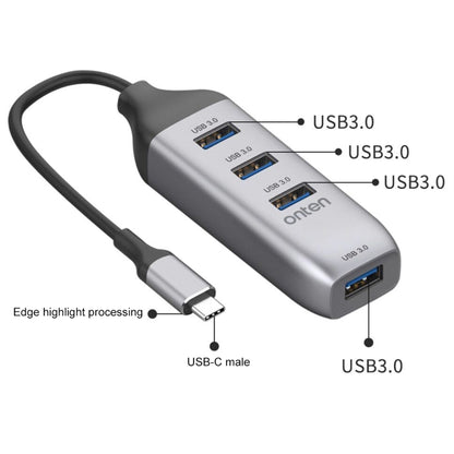 Onten 95118U 4 in 1 USB-C / Type-C to 4 USB 3.0 Ports Multifunctional HUB Converter Docking Station - USB HUB by Onten | Online Shopping UK | buy2fix