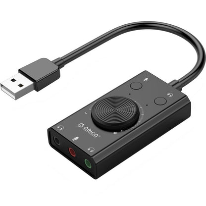 ORICO SC2 Multi-function USB External Driver-free Sound Card with 2 x Headset Ports & 1 x Microphone Port & Volume Adjustment (Black) - USB Sound by ORICO | Online Shopping UK | buy2fix