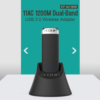 EDUP EP-AC1609 1200Mbps High Speed USB 3.0 WiFi Adapter Receiver Ethernet Adapter with 1m Extend Cable & Base - USB Network Adapter by EDUP | Online Shopping UK | buy2fix