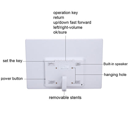 13 inch LED Display Digital Photo Frame with Holder & Remote Control, Allwinner F16, Support SD / MS / MMC Card and USB(White) - Consumer Electronics by buy2fix | Online Shopping UK | buy2fix