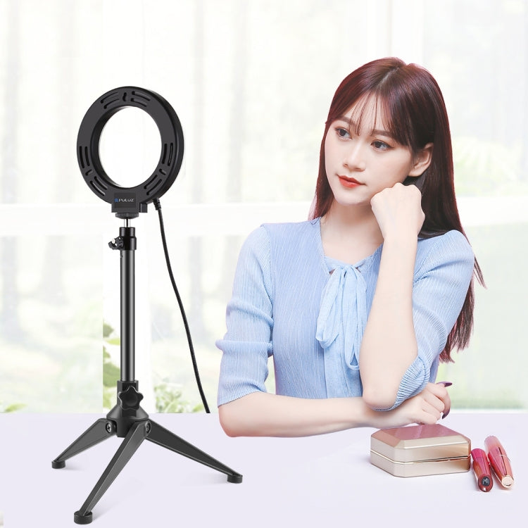 PULUZ 4.7 inch 12cm USB 3 Modes Dimmable LED Ring Vlogging Photography Video Lights + Desktop Tripod Holder with Cold Shoe Tripod Ball Head - Ring Light by PULUZ | Online Shopping UK | buy2fix