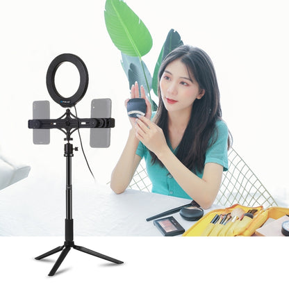 PULUZ Tripod Mount +  Extension Rod + Live Broadcast Dual Phone Bracket + 6.2 inch 16cm LED Ring Vlogging Video Light Kits - Ring Light by PULUZ | Online Shopping UK | buy2fix