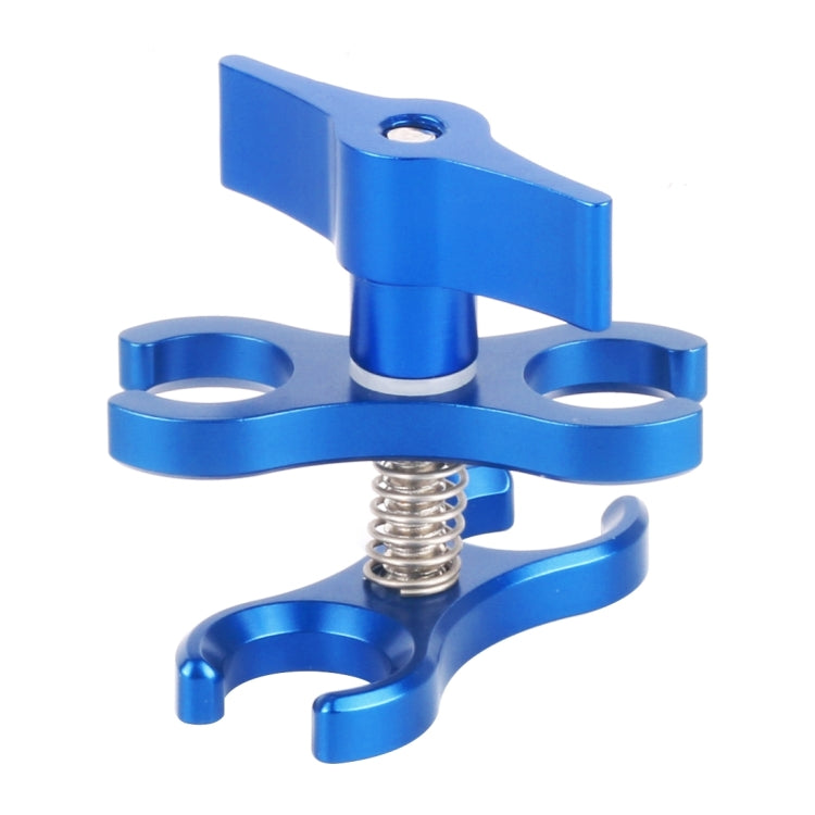 PULUZ Dual Ball Clamp Open Hole Diving Camera Bracket CNC Aluminum Spring Flashlight Clamp for Diving Underwater Photography System(Blue) - Diving Accessories by PULUZ | Online Shopping UK | buy2fix