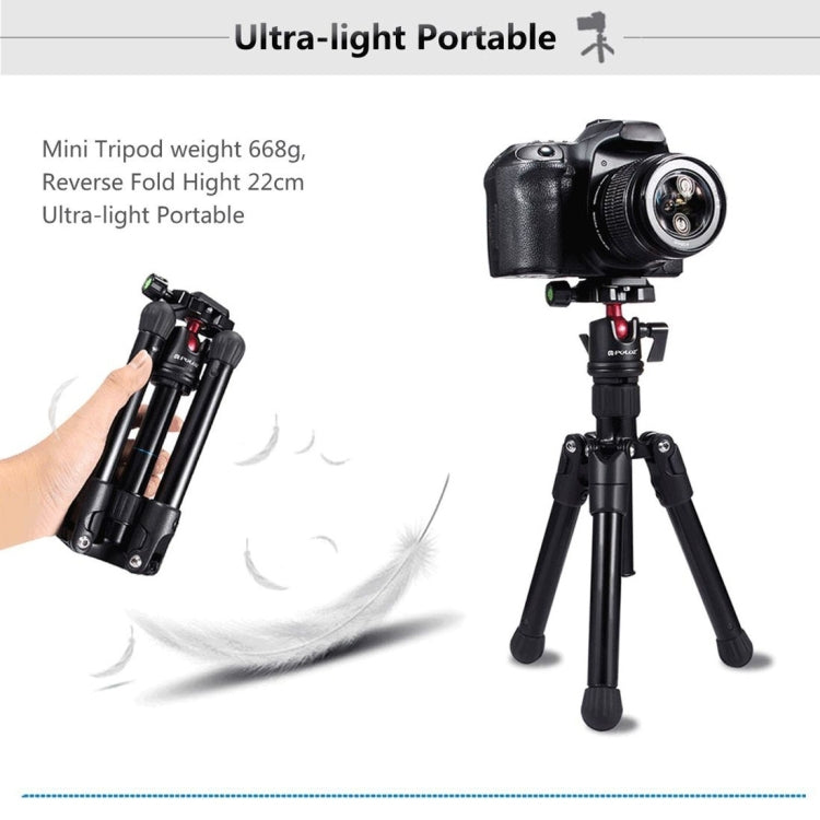 PULUZ  Pocket Mini Microspur Photos Magnesium Alloy Tripod Mount with 360 Degree Ball Head  for DSLR &  Digital Camera, Adjustable Height: 24.5-57cm, Load Max: 3kg - Tripods by PULUZ | Online Shopping UK | buy2fix