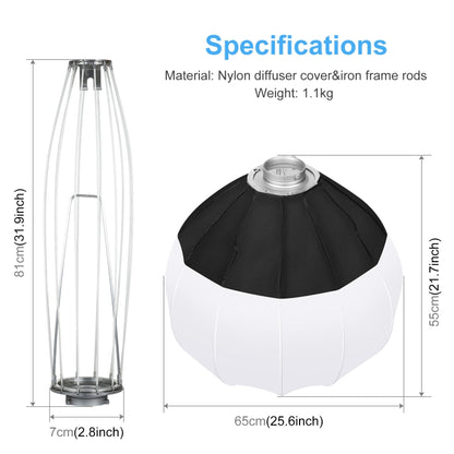 PULUZ 65cm Foldable Lantern Softbox SpeedLite Flash Light Foldable Diffuser - Camera Accessories by PULUZ | Online Shopping UK | buy2fix