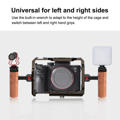 PULUZ 3/8 inch Screw Universal Camera Wooden Side Handle with Cold Shoe Mount for Camera Cage Stabilizer(Black) - Camera Stabilizer by PULUZ | Online Shopping UK | buy2fix