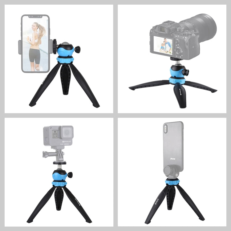 PULUZ 20cm Pocket Plastic Tripod Mount with 360 Degree Ball Head for Smartphones, GoPro, DSLR Cameras(Blue) - Camera Accessories by PULUZ | Online Shopping UK | buy2fix