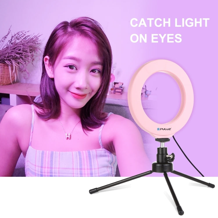 PULUZ 4.7 inch 12cm USB 10 Modes 8 Colors RGBW Dimmable LED Ring Vlogging Photography Video Lights with Tripod Ball Head(Pink) - Consumer Electronics by PULUZ | Online Shopping UK | buy2fix