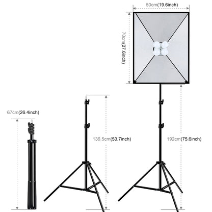 PULUZ 50x70cm Studio Softbox + 2m Tripod Mount + 4 x E27 20W 5700K White Light LED Light Bulb Photography Lighting Kit(US Plug) - Stand Bracket by PULUZ | Online Shopping UK | buy2fix