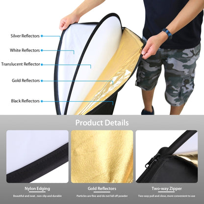 PULUZ 60cm 5 in 1 (Silver / Translucent / Gold / White / Black) Folding Photo Studio Reflector Board -  by PULUZ | Online Shopping UK | buy2fix