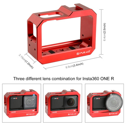 PULUZ Aluminum alloy Frame Mount Protective Case Cage with Cold Shoe Base Slot & Tripod Base Adapter for Insta360 One R(Red) - Mount & Holder by PULUZ | Online Shopping UK | buy2fix