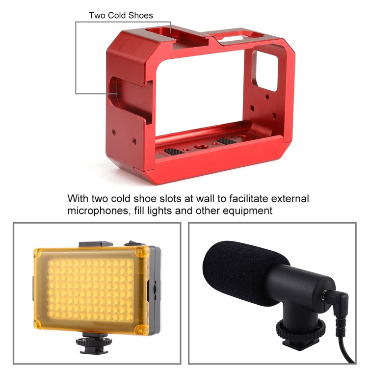 PULUZ Aluminum alloy Frame Mount Protective Case Cage with Cold Shoe Base Slot & Tripod Base Adapter for Insta360 One R(Red) - Mount & Holder by PULUZ | Online Shopping UK | buy2fix