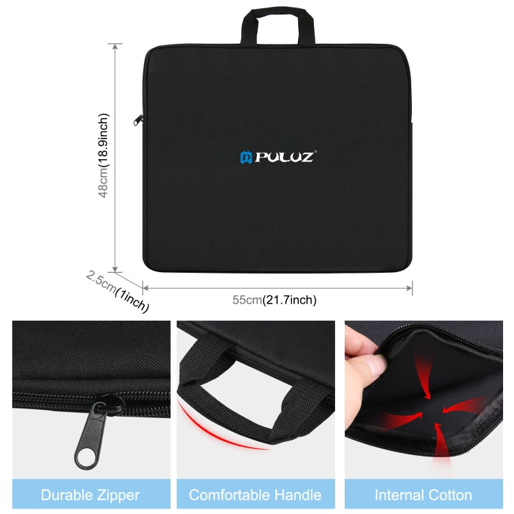 PULUZ 46cm Ring LED Lights Portable Zipper Storage Bag Carry Handbags, Size: 48cm x 55cm (Black) - Camera Accessories by PULUZ | Online Shopping UK | buy2fix