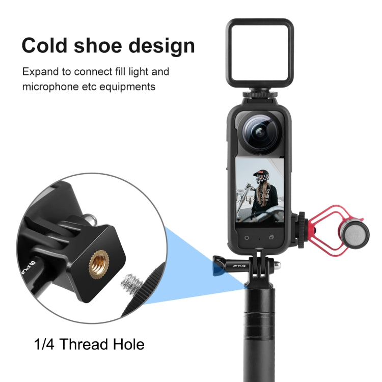 For Insta360 X3 PULUZ Cold Shoe PC Plastic Protective Frame with Adapter Mount & Screw (Black) - DJI & GoPro Accessories by PULUZ | Online Shopping UK | buy2fix