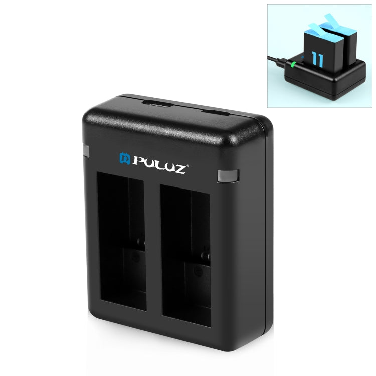 PULUZ USB Dual Batteries Charger for GoPro HERO12 Black /11 Black /10 Black /9 Black (Black) - Charger by PULUZ | Online Shopping UK | buy2fix