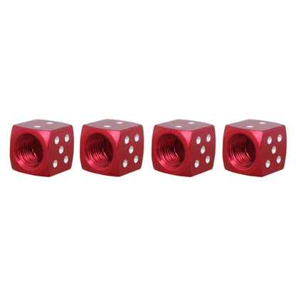 Universal 8mm Dice Style Aluminium Alloy Car Tire Valve Caps, Pack of 4(Red) - In Car by buy2fix | Online Shopping UK | buy2fix