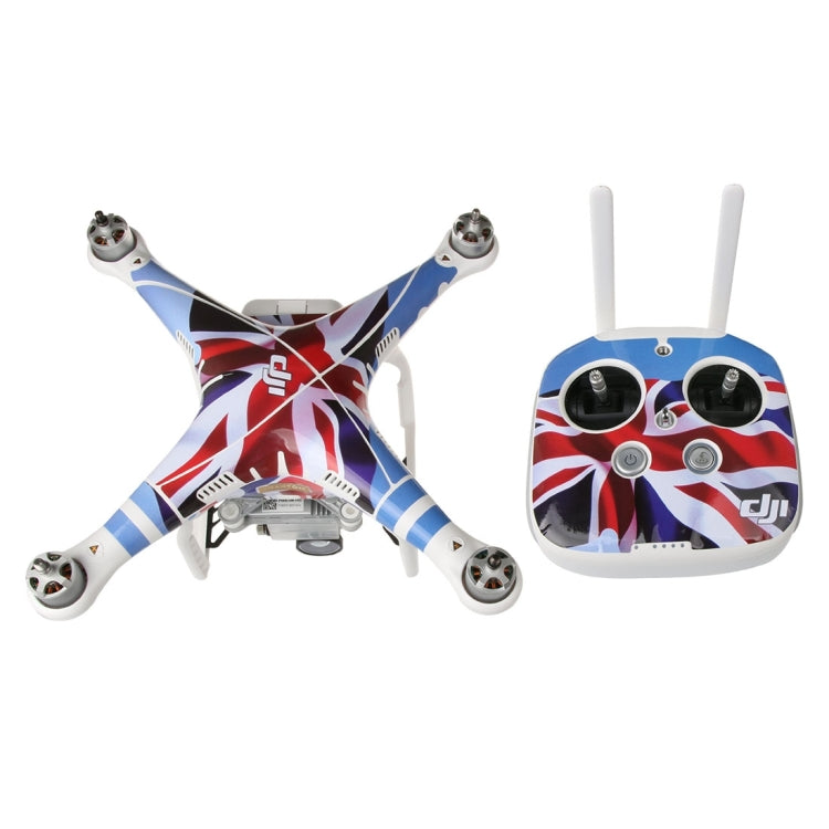 UK Flag Pattern 4D Imitation Carbon Fiber PVC Water Resistance Sticker Kit for DJI Phantom 3 Quadcopter & Remote Controller & Battery - DJI & GoPro Accessories by buy2fix | Online Shopping UK | buy2fix