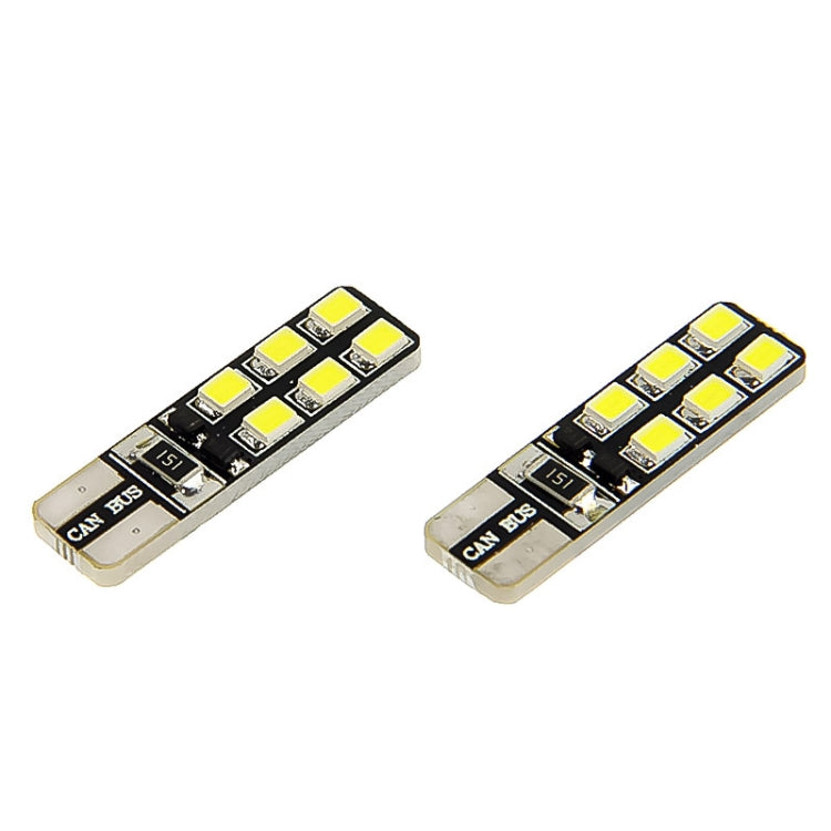 1 Pair T10 White 12 LED 2835 SMD CANBUS Car Signal Light Bulb - In Car by buy2fix | Online Shopping UK | buy2fix