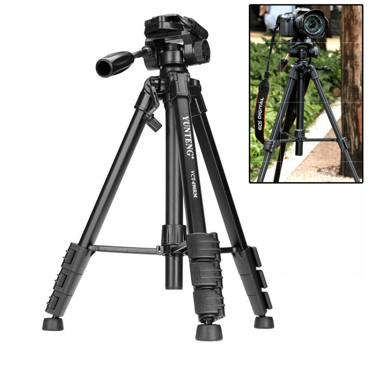 YUNTENG Camera Tripod with 3-dimensional Damping Head (VCT-690RM)(Black) - Camera Accessories by buy2fix | Online Shopping UK | buy2fix