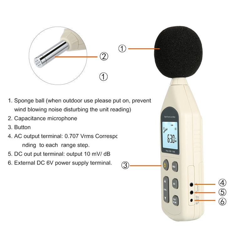 Digital Sound Level Meter (Range: 30dB~130dB) - Consumer Electronics by buy2fix | Online Shopping UK | buy2fix