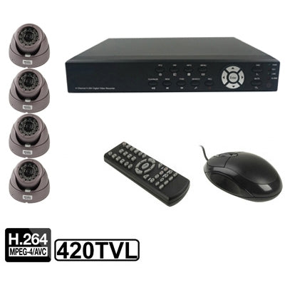 4-CH Embedded Digital Video Recorder Kit (1 / 4 Sharp CCD, 420TVL, 24 x IR LED, 6mm Lens, IR Distance: 25m, H.264 (8204EV+622A) - Security by buy2fix | Online Shopping UK | buy2fix