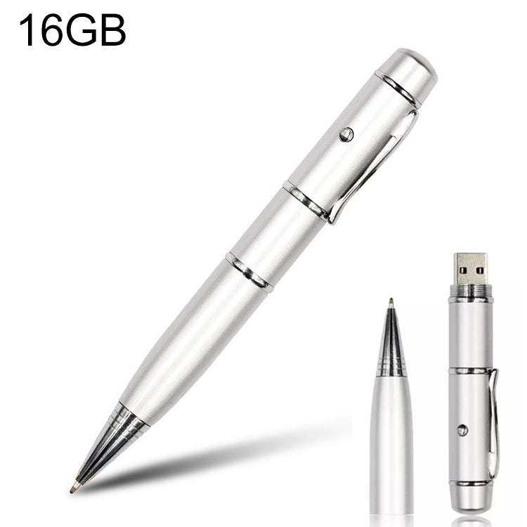 3 in 1 Laser Pen Style USB Flash Disk, Silver (16GB)(Silver) - Computer & Networking by buy2fix | Online Shopping UK | buy2fix