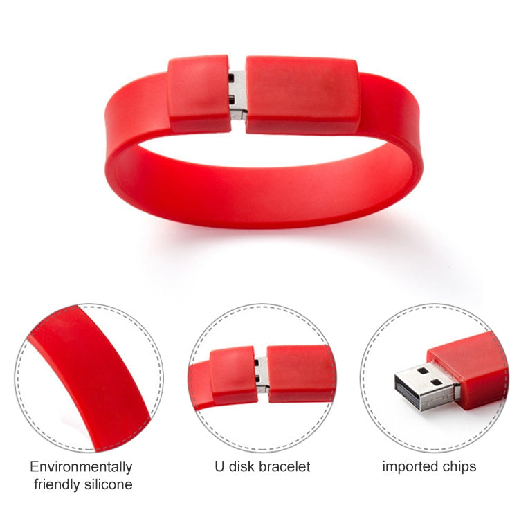 4GB Silicon Bracelets USB 2.0 Flash Disk(Red) -  by buy2fix | Online Shopping UK | buy2fix