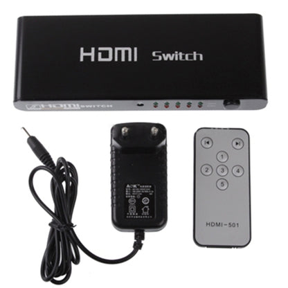 5 Ports Full HD 1080P HDMI Switch with Switch & Remote Controller, 1.3 Version (5 Ports HDMI Input, 1 Port HDMI Output)(Black) -  by buy2fix | Online Shopping UK | buy2fix