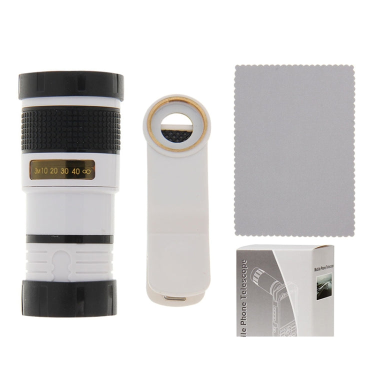 8X Zoom Telescope Telephoto Camera Lens with Clip(White) - Telescope & Microscope by buy2fix | Online Shopping UK | buy2fix