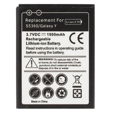 1500mAh Replacement Battery for Galaxy Y / S5360 - For Samsung by buy2fix | Online Shopping UK | buy2fix