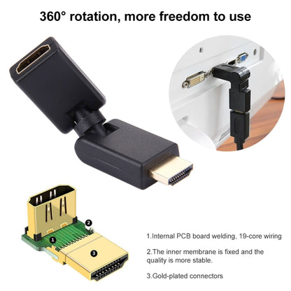 HDMI 19 Pin Male to Female 360 Degree SWIVEL Adaptor (Gold Plated)(Black) - Adapter by buy2fix | Online Shopping UK | buy2fix