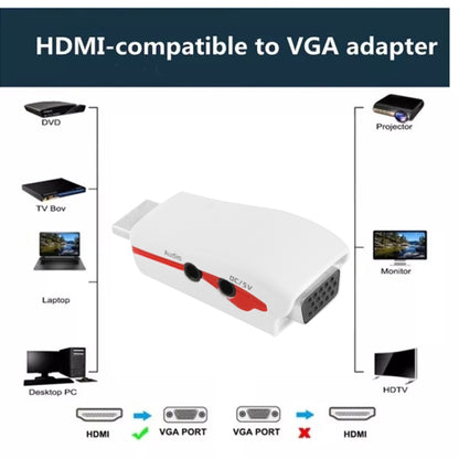 Full HD 1080P HDMI to VGA Adapter for Power and Audio -  by buy2fix | Online Shopping UK | buy2fix