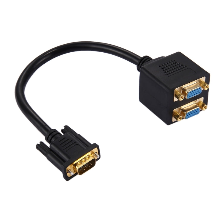 30cm VGA Male to 2 VGA Female Splitter Cable(Black) -  by buy2fix | Online Shopping UK | buy2fix