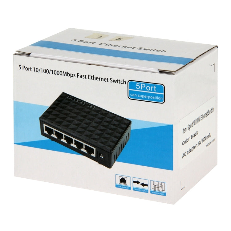 5-Port 10/100/1000 Mbps Ethernet Desktop Switch -  by buy2fix | Online Shopping UK | buy2fix