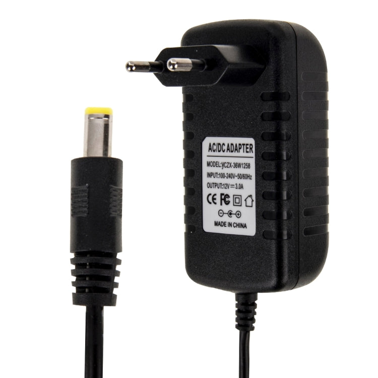 EU Plug AC 100-240V to DC 12V 3A Power Adapter, Tips: 5.5 x 2.1mm, Cable Length: about 1.2m(Black) - Consumer Electronics by buy2fix | Online Shopping UK | buy2fix