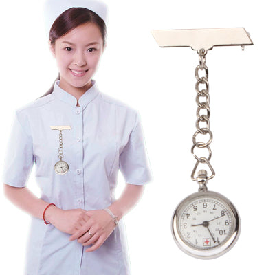 Portable Alloy Nurse Round Quartz Wristwatch Watch with Pin(Silver) - Outdoor & Sports by buy2fix | Online Shopping UK | buy2fix