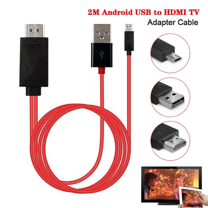 2m Full HD 1080P Micro USB MHL + USB Connector to HDMI Adapter HDTV Adapter Converter Cable - Video & Audio Cable by buy2fix | Online Shopping UK | buy2fix