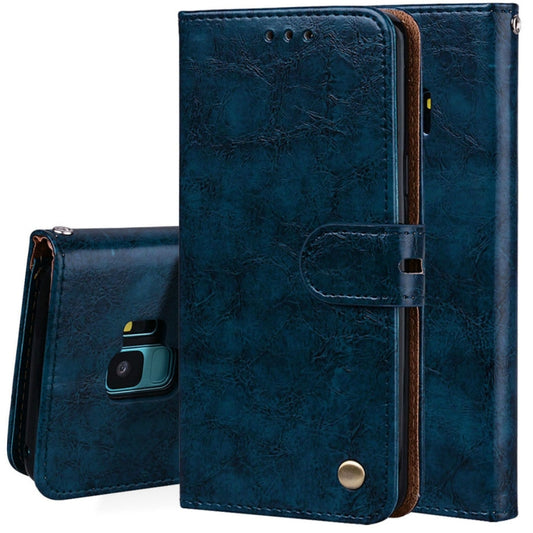 For Galaxy S9 Oil Wax Texture Horizontal Flip Leather Case with Holder & Card Slots & Wallet(Blue) - Galaxy Phone Cases by buy2fix | Online Shopping UK | buy2fix